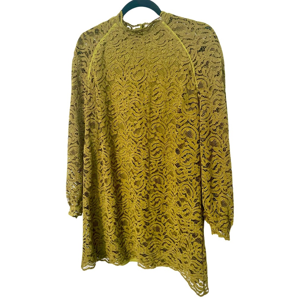Zara Olive Green Lace Long Sleeve Dress
